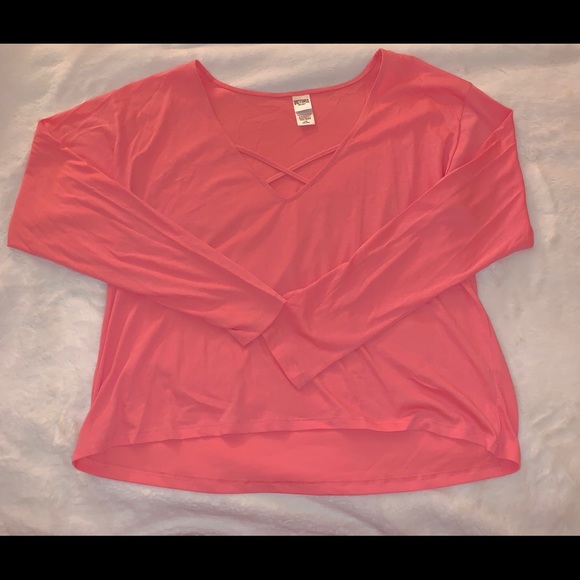 ❗️SOLD❗️ VICTORIA Sport Pink Long Sleeve Work Out Top - Picture 3 of 4